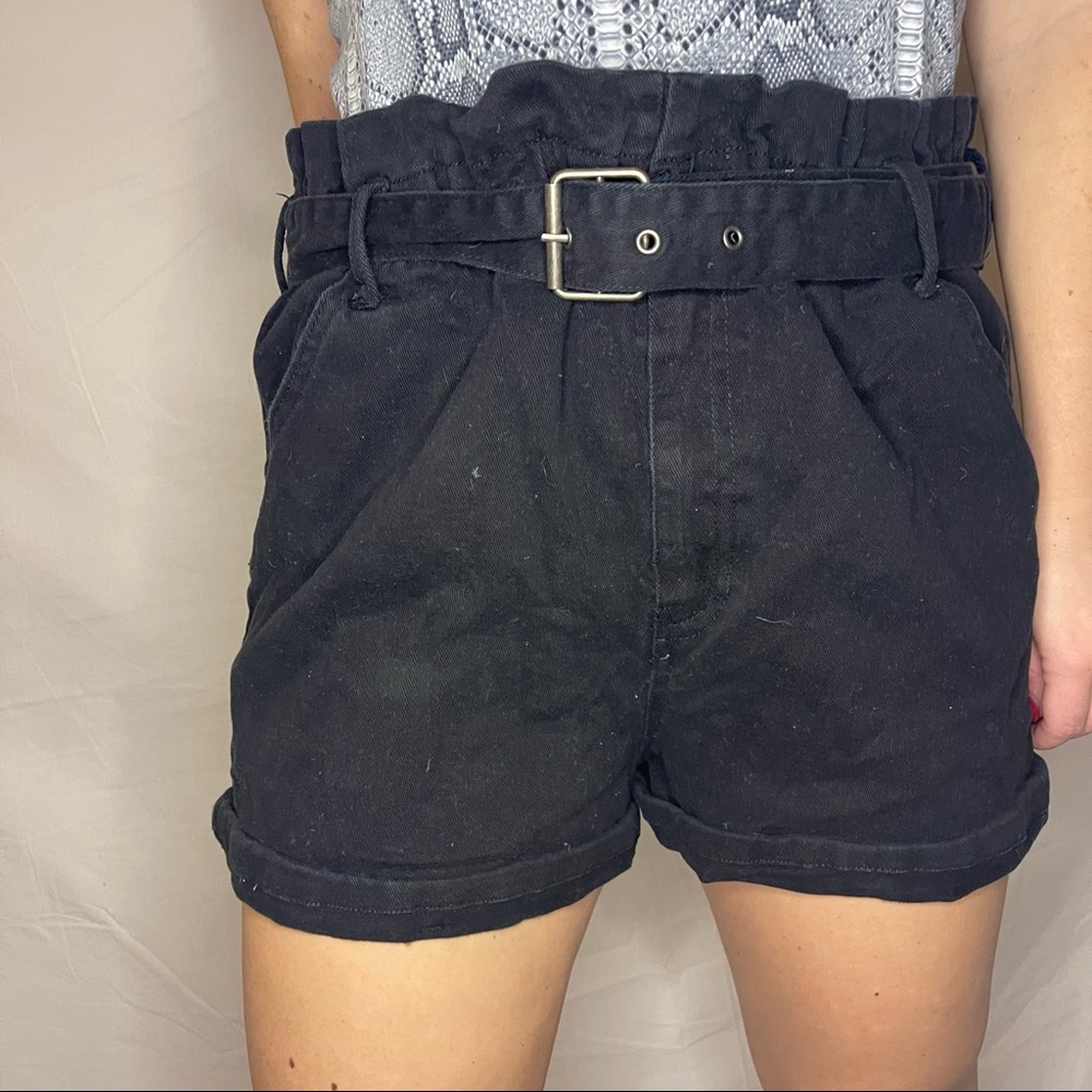 🤍 black paper bag shorts with belt 🤍